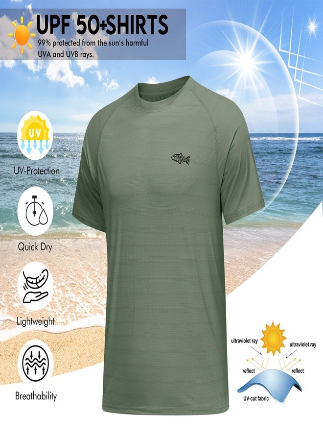 Riverruns Fishing Shirt for Men Short Sleeve UPF 50+ Sun Protection Swim T-Shirt Rash Guard Water Beach Tee(Green, XL) - Image 3